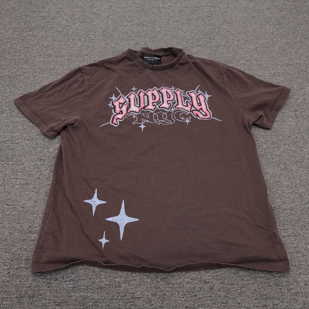 Supply & Demand Shirt Mens Large Brown Brooklyn NYC Graphic Tee Streetwear